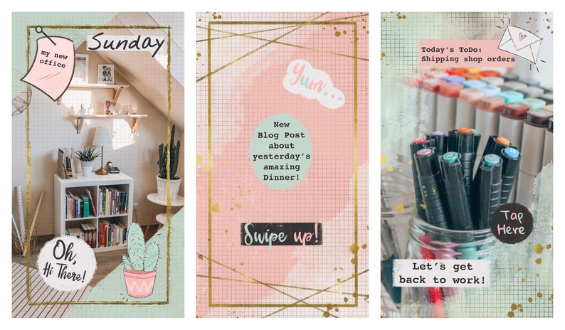 Instagram STORY STICKER Gold & Pastel Pack by Meikearts - Etsy