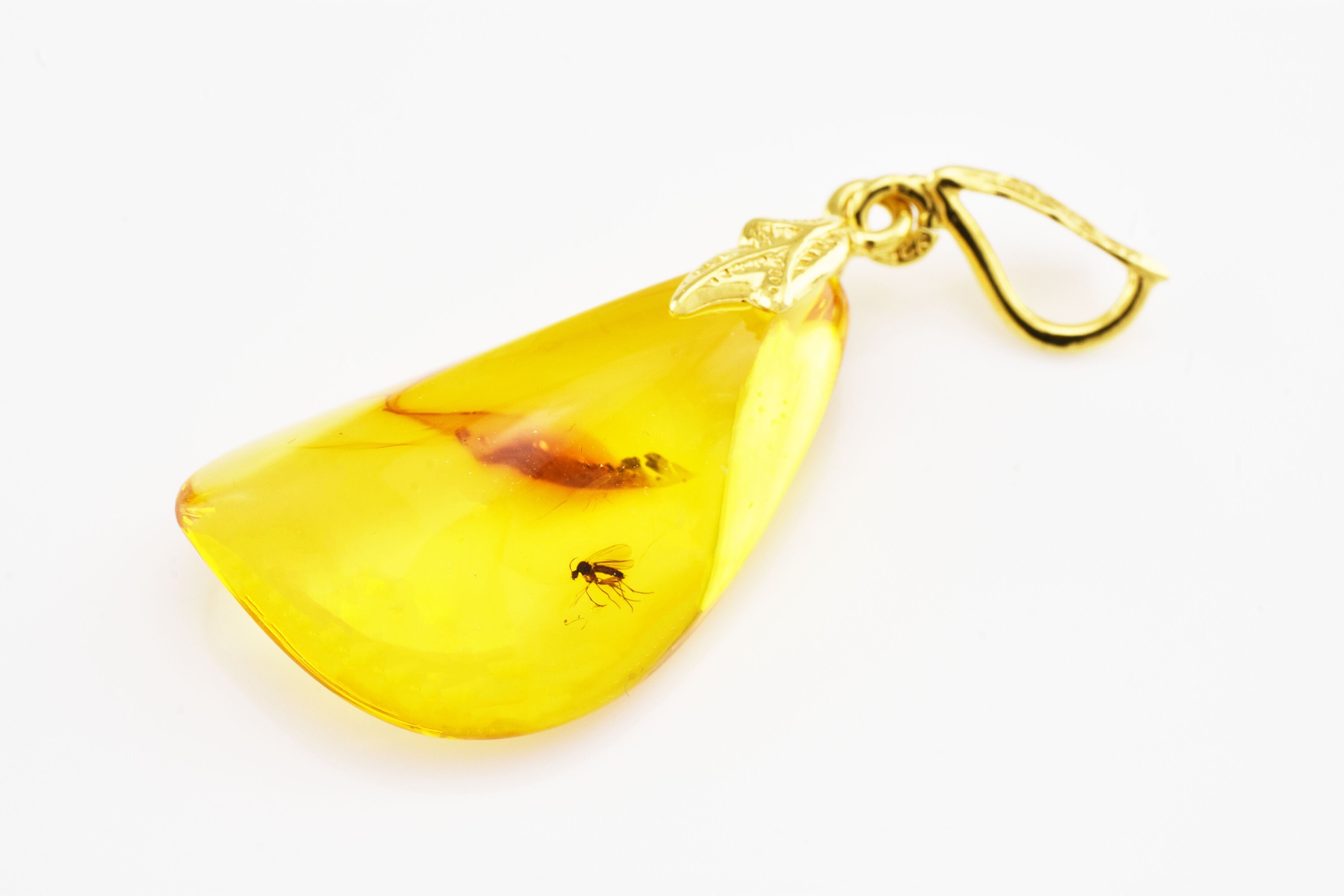 925 Sterling Silver Baltic Amber Pendant Necklace with Fossil trapped for Million Years Natural Amber Jewelry Amber Pendant with Insect