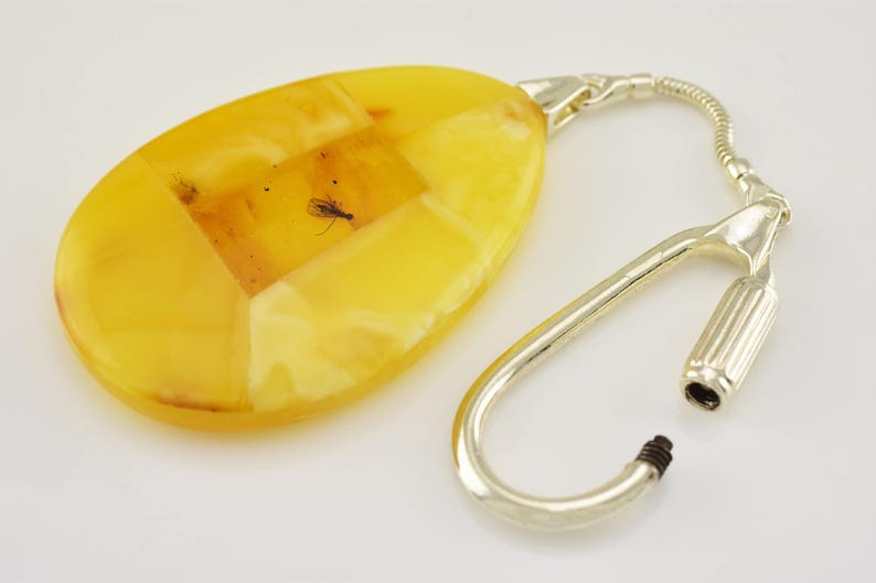 Mosaic Keychain Personalized Gift Amber Pendant Keychain Gift Sterling Silver Keychain Baltic Amber Keychain Amber Keychain