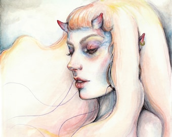 A4 Art Print "Naked Truth" Demon Girl Portrait