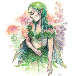 A5 Art Print &quot;The May Fairy&quot; Celebrating Florals Watercolor Painting