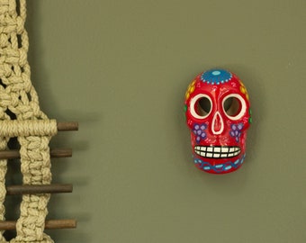 Hand Painted Sugar Skull, Mexican Folk Art, Day Of The Dead Decor