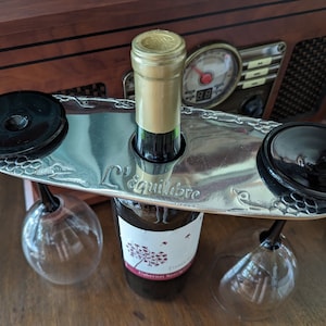 Handcrafted Metal Wine Glass & Bottle Holder: Unique Home Decor