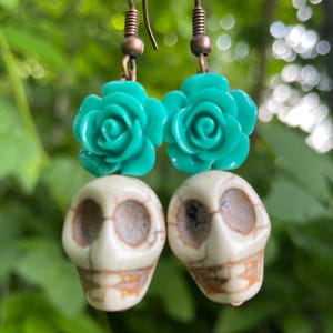 Day of the Dead Earrings | Sugar Skull | Dangle Earrings | Día de Los Muertos Jewelry | Boho Jewelry | Festival Skull Earrings | Calavera