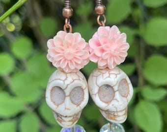 Catrina Sugar Skull Dangle Earrings | Día de Los Muertos Jewelry