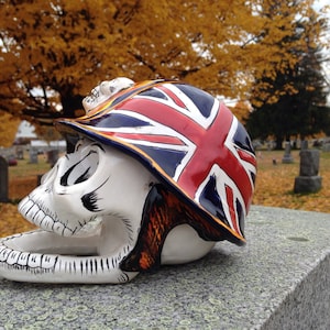 Union Jack Skull Sculpture Mexican Decor Home Decor Gifts for Him image 7