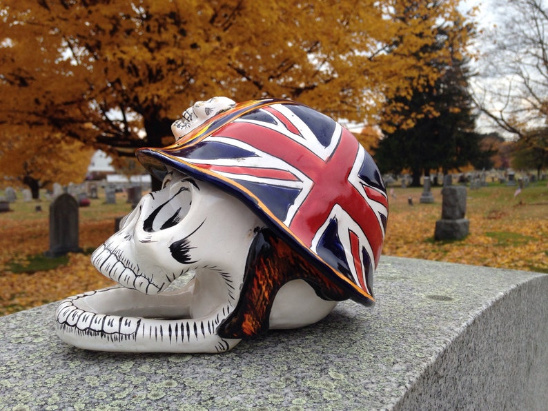 Union Jack Skull Sculpture Mexican Decor Home Decor Gifts for Him image 7