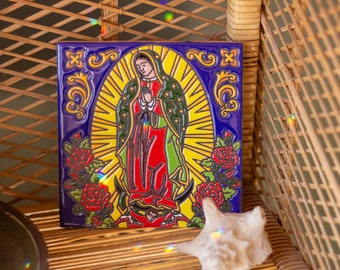 Virgin Mary | Decorative Tile | Large Coaster | Mexican Art | Home Decor | Unique Gift Ideas