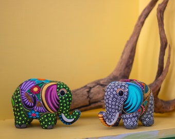 Elephant Statues | Animals | Home Decor | Mexican Art | Folk Art | Nursery Decor | Kids Room Decor | Unique Gift Idea