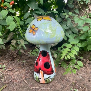 Mushrooms, Butterflies, Garden Art, Patio Decor, Cottage Core, Boho Decor, Mushroom Lovers Gift