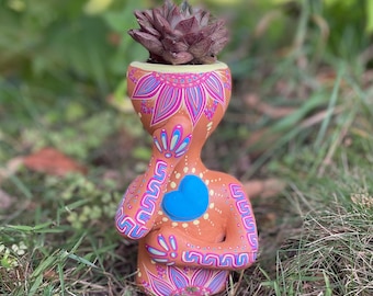 Mini Pothead Planter, Hand-Painted Ceramic Succulent Pot, Flower Planter