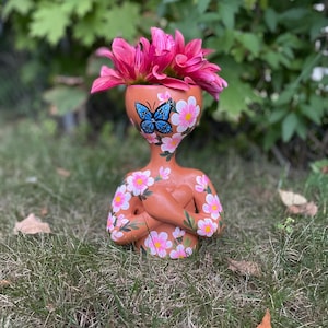 Hand Painted Ceramic Humanoid Planter | Mexican Folk Art Succulent Pot