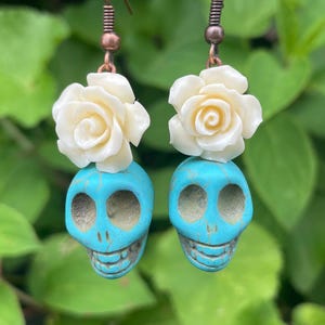 Day of the Dead Earrings | Sugar Skull | Dangle Earrings | Día de Los Muertos Jewelry | Boho Jewelry | Festival Skull Earrings | Calavera