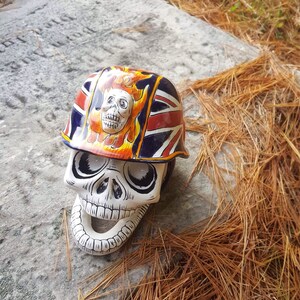 Union Jack Skull Sculpture Mexican Decor Home Decor Gifts for Him image 3