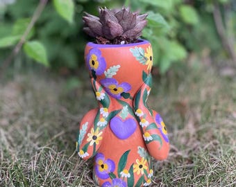 Mini Original Pothead Planter, Hand-Painted Butterfly Boho Decor