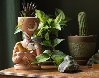 White Rabbit, Planter, The Original Pothead Planter, Mexican Home & Garden Decoration, Unique Gift Idea