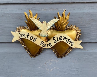 Handcrafted Tin Sacred Heart: Mexican Folk Art Wall Decor