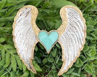 Sacred Heart with Wings, Mexican Folk Art, Wall Art, Home Decor, Unique Gift Idea