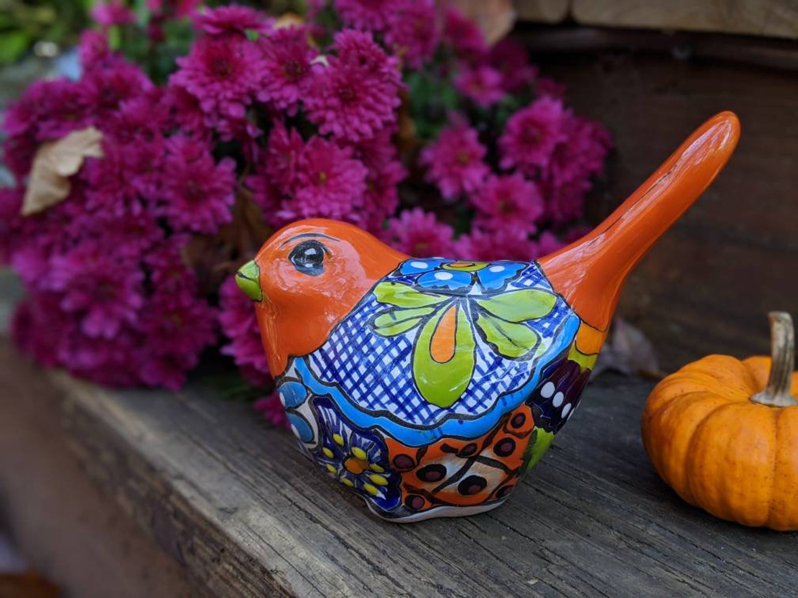 Mexican Home Decor Talavera Bird Statue Garden Art Gift Etsy