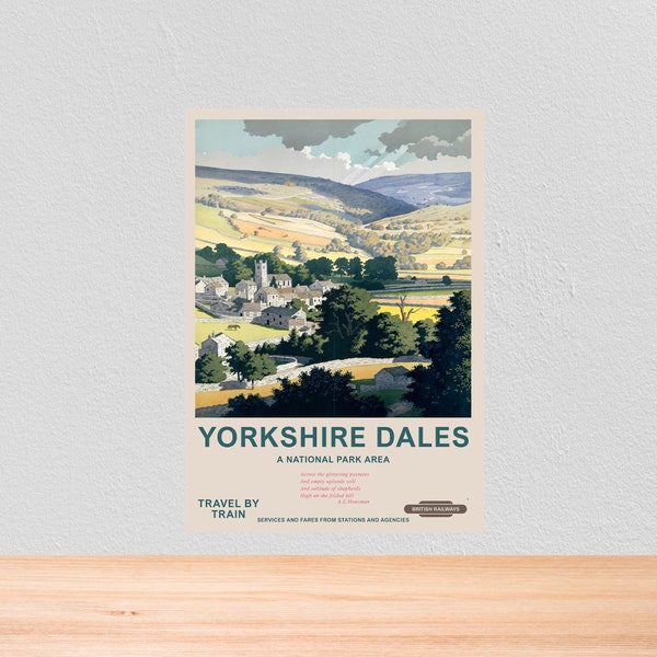 Vintage Travel British Rail Poster Yorkshire, Vintage British Rail Travel Print of Yorkshire, A4, A3, 12x16, 12x18,   5x7