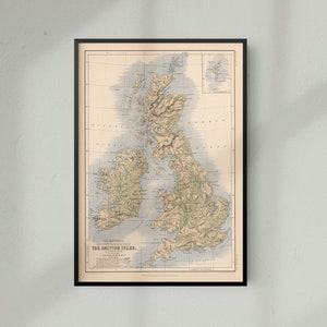 Vintage historische Karte von Großbritannien, Vintage Historische Karte der Britischen Inseln