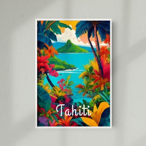Affiche de voyage à Tahiti Affiche de voyage à Tahiti Affiche de voyage tropicale du Pacifique Sud Affiche de voyage Polynésie française