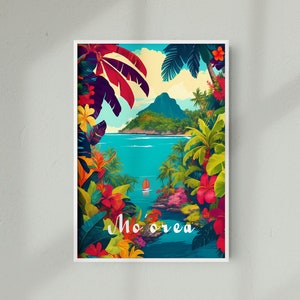 Affiche de voyage de Moorea Affiche de voyage de Moorea Affiche de voyage du Pacifique sud tropical Affiche de Polynésie française