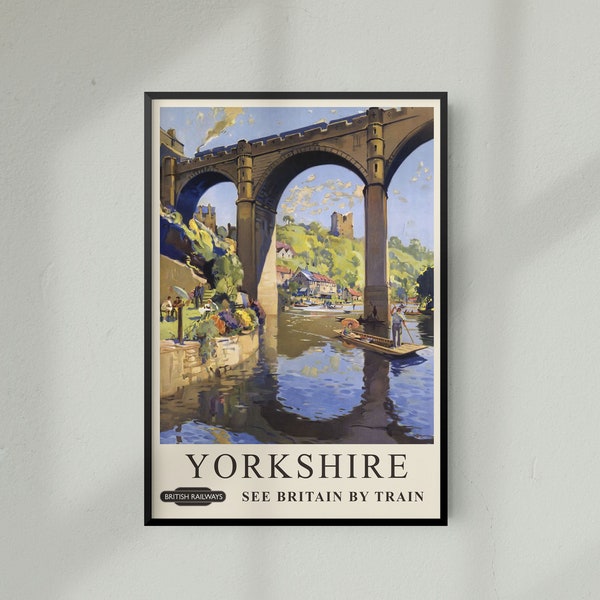 Vintage Travel British Rail Poster Yorkshire, Vintage British Rail Travel Print of Yorkshire, A4, A3, 12x16, 12x18,   5x7