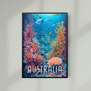 Great Barrier Reef Australia Travel Print Queensland Australia Travel Poster Great Barrier Reef Queensland Australia Travel Print