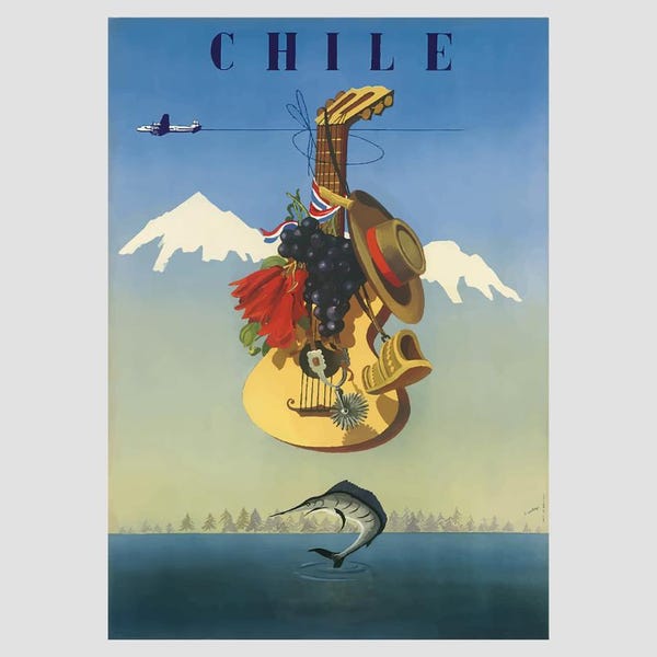 Vintage Chile Travel Poster: South America Print