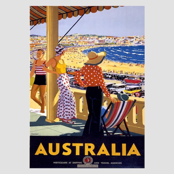 Vintage Australia Travel Poster: Retro Beach Print