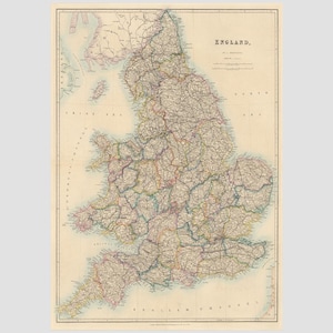 Historical England & Wales Map Print: Historical British Isles Poster