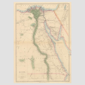 Historical Egypt Map Print: Historical River Nile Poster