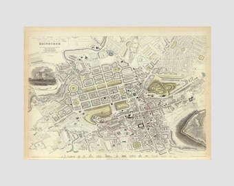 Historical Edinburgh Map Print: Historical Scotland Wall Art