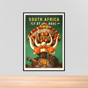 Vintage Travel Poster South Africa, Vintage Travel Print of South Africa