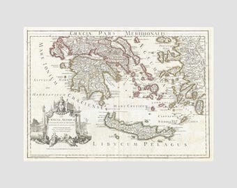 Historical Greek Islands Map Print: Southern Aegean Historic Poster