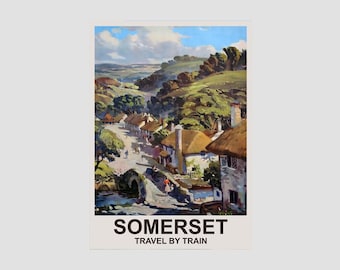 Vintage Somerset Britische Eisenbahn-Reise-Plakat-Druck