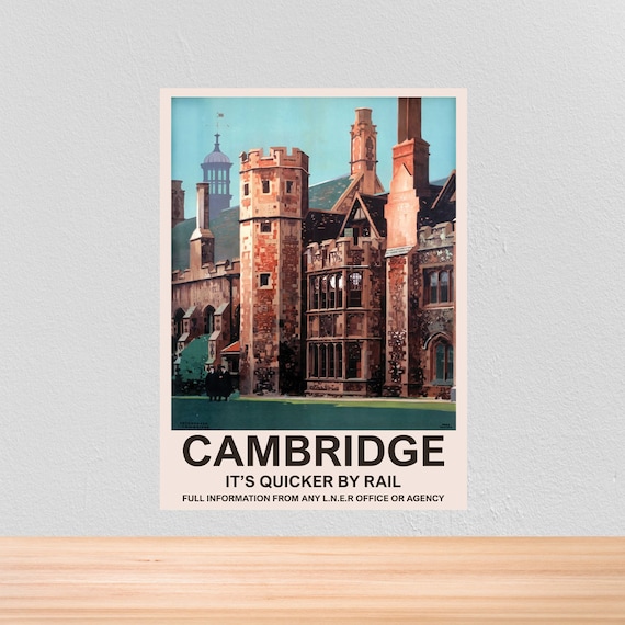 Cambridgeshire Railway See England By Rail Vintage Old Retro Poster Picture