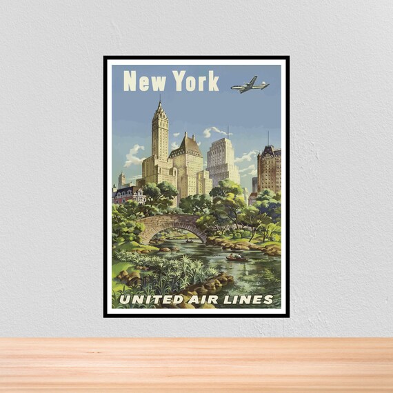 Vintage Travel Poster New York Vintage Travel Print of New | Etsy