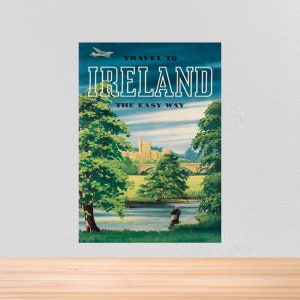 Vintage Travel Poster Ireland, Vintage Travel Print of Ireland, Irish Countryside