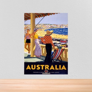 Vintage Travel Poster Australia, Vintage Travel Print of Australia, A4, A3, 12x16, 12x18,