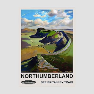 Póster de viaje vintage de British Rail de Northumberland, impresión vintage de viaje de British Rail de Northumberland