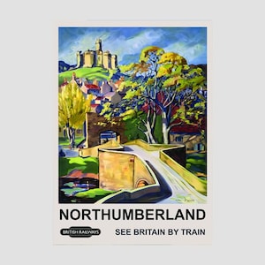 affiche vintage de voyage British Rail Northumberland, impression vintage de voyage British Rail de Northumberland