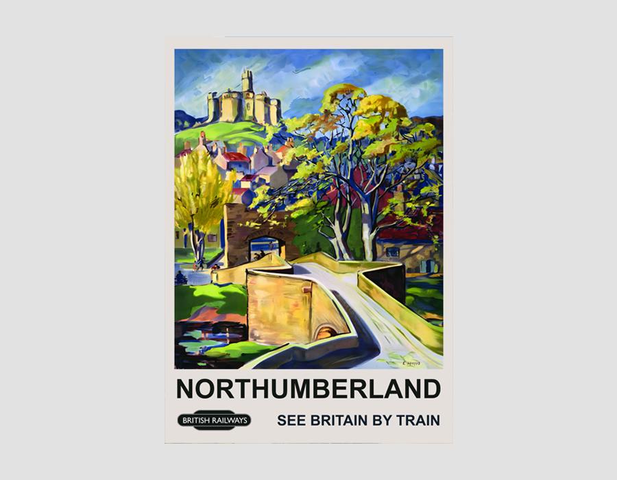 Vintage Travel British Rail Poster Northumberland, Vintage British Rail Travel Print of Northumberland