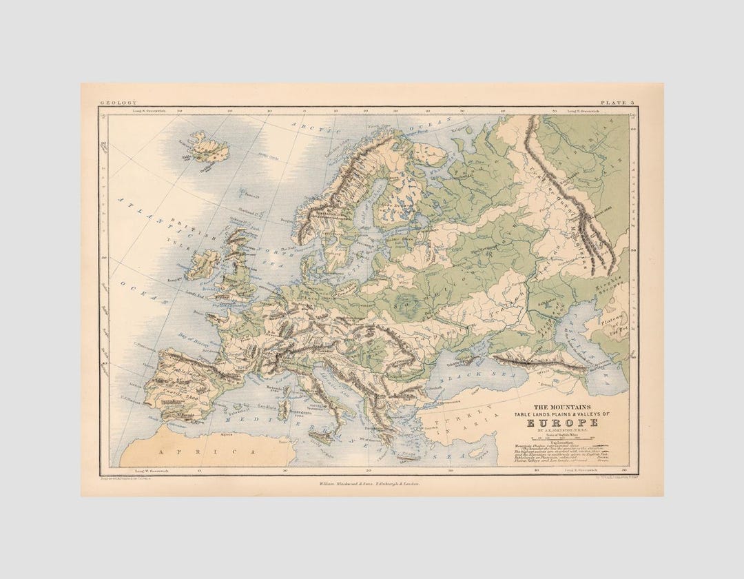Historical Europe Map Print: Wall Art Map of the European Continent - Etsy