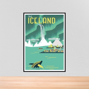 Vintage Travel Poster of Iceland, Vintage Travel Print of Iceland