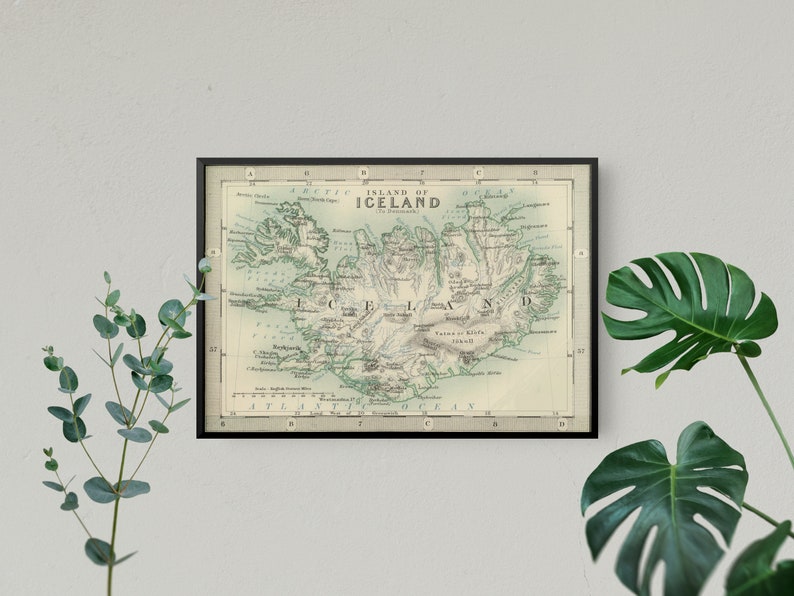 Vintage Historical Map of Iceland Vintage Historic Map Print - Etsy UK