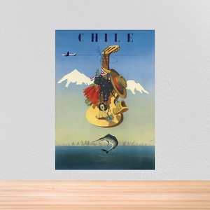 Vintage Travel Poster Chile, Vintage Travel Print of Chile South America