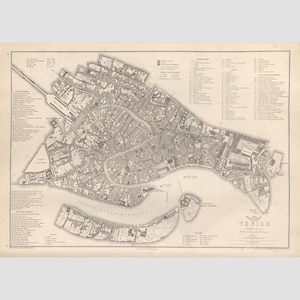 Historical Venice Map Print: Historical City of Italy Poster