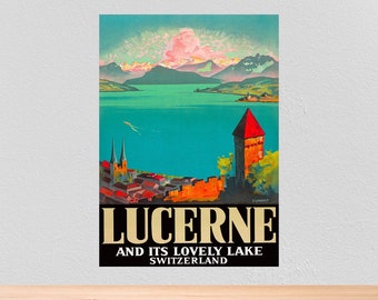 Vintage Travel Poster Switzerland, Vintage Travel Print of Switzerland, A4, A3, 12x16, 12x18,